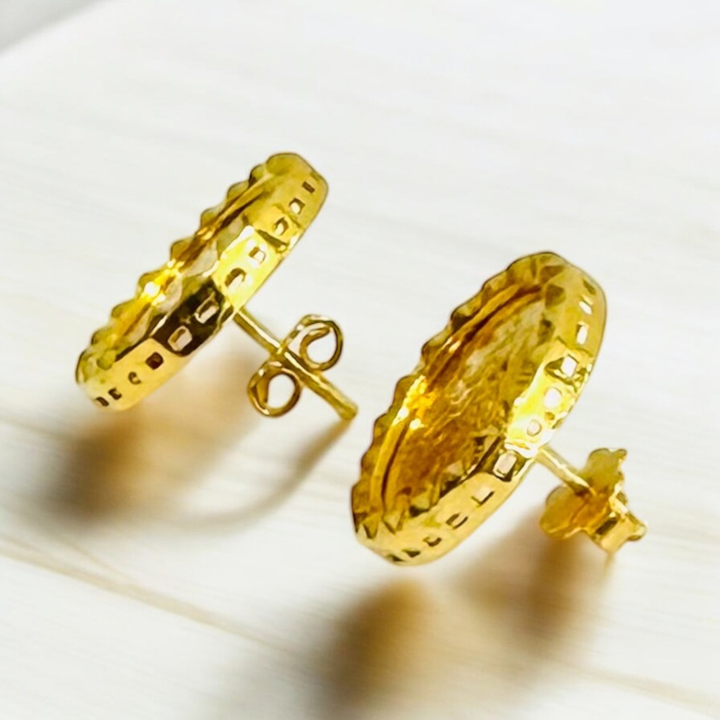 21K Gold Himo Coin Earrings