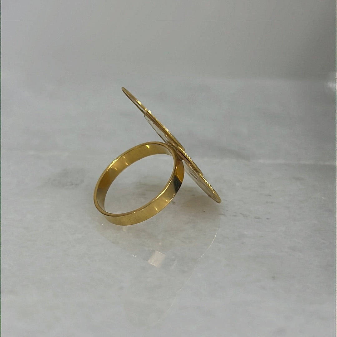 21K Gold Triple Coin Ring
