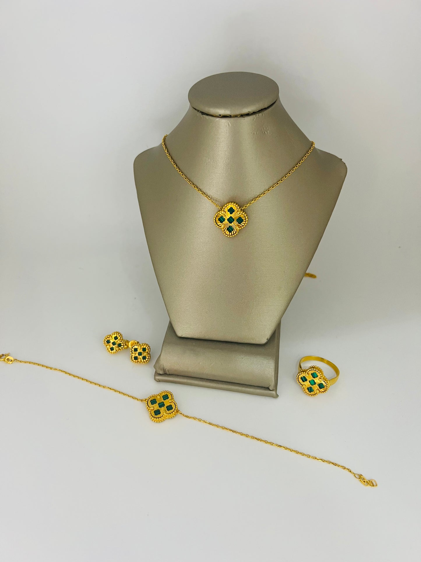 21K Gold Malachite Set