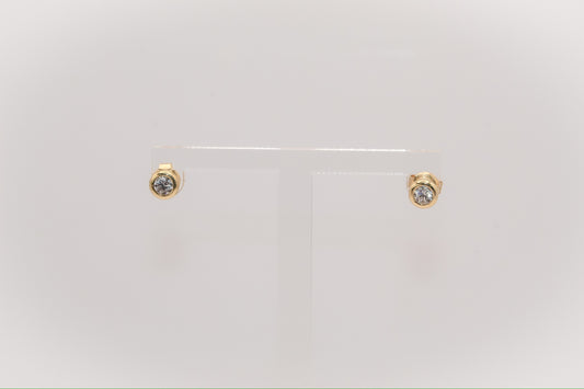 14K Gold Bezel Stud Earrings