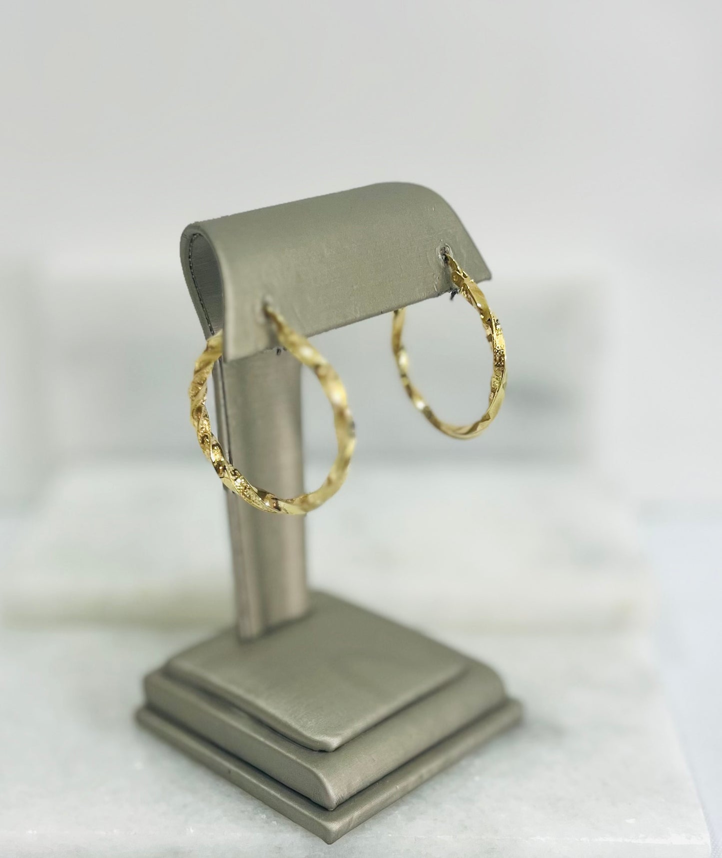 18k Gold Twisted Hoop Earrings