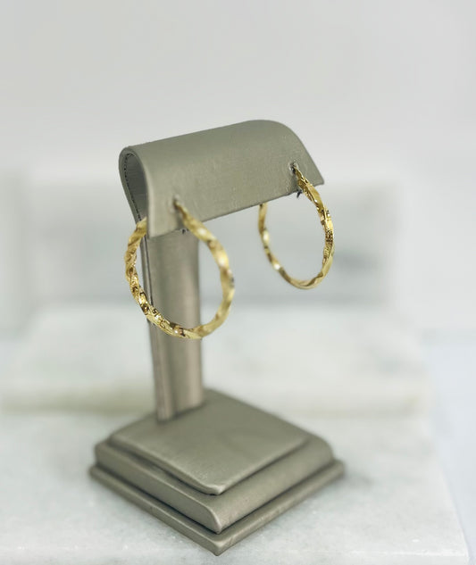 18K Gold Twisted Hoop Earrings