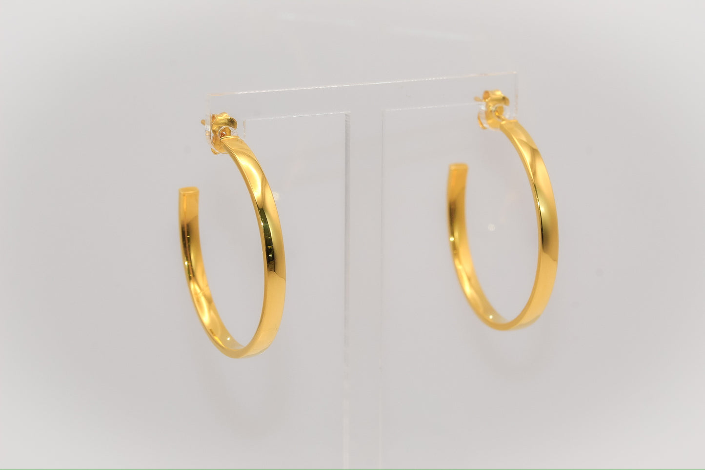 21K Gold Post Hoop Earrings