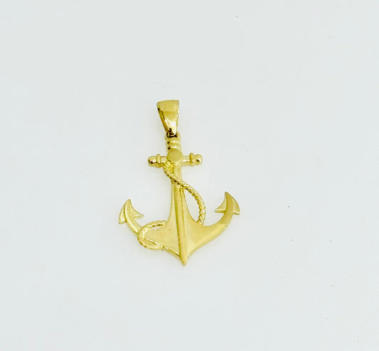 14K Gold Anchor Pendant