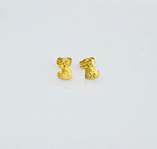 21K Gold Kids Mini Heart Earrings