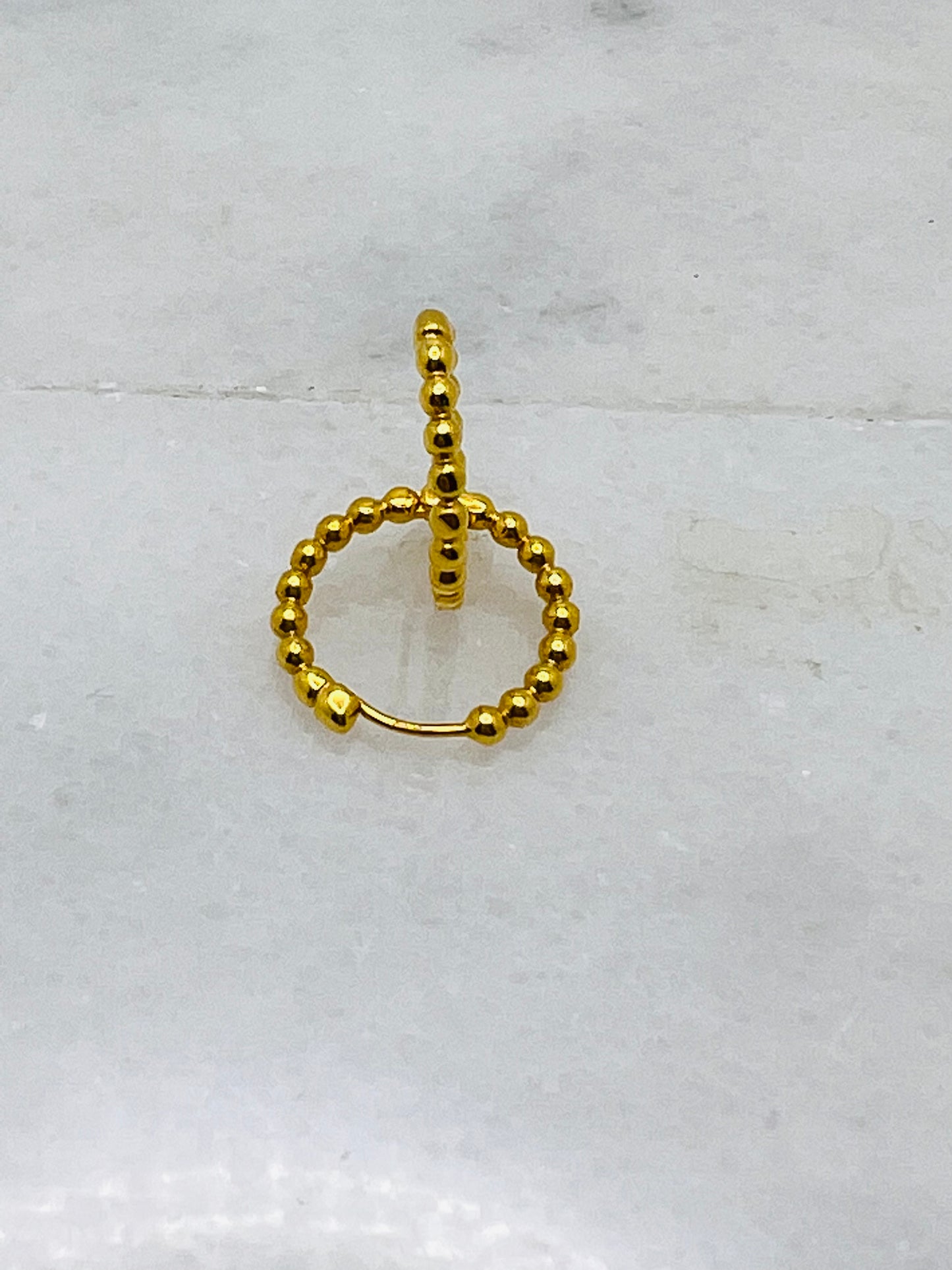 21K Gold Beaded Hoop Earrings