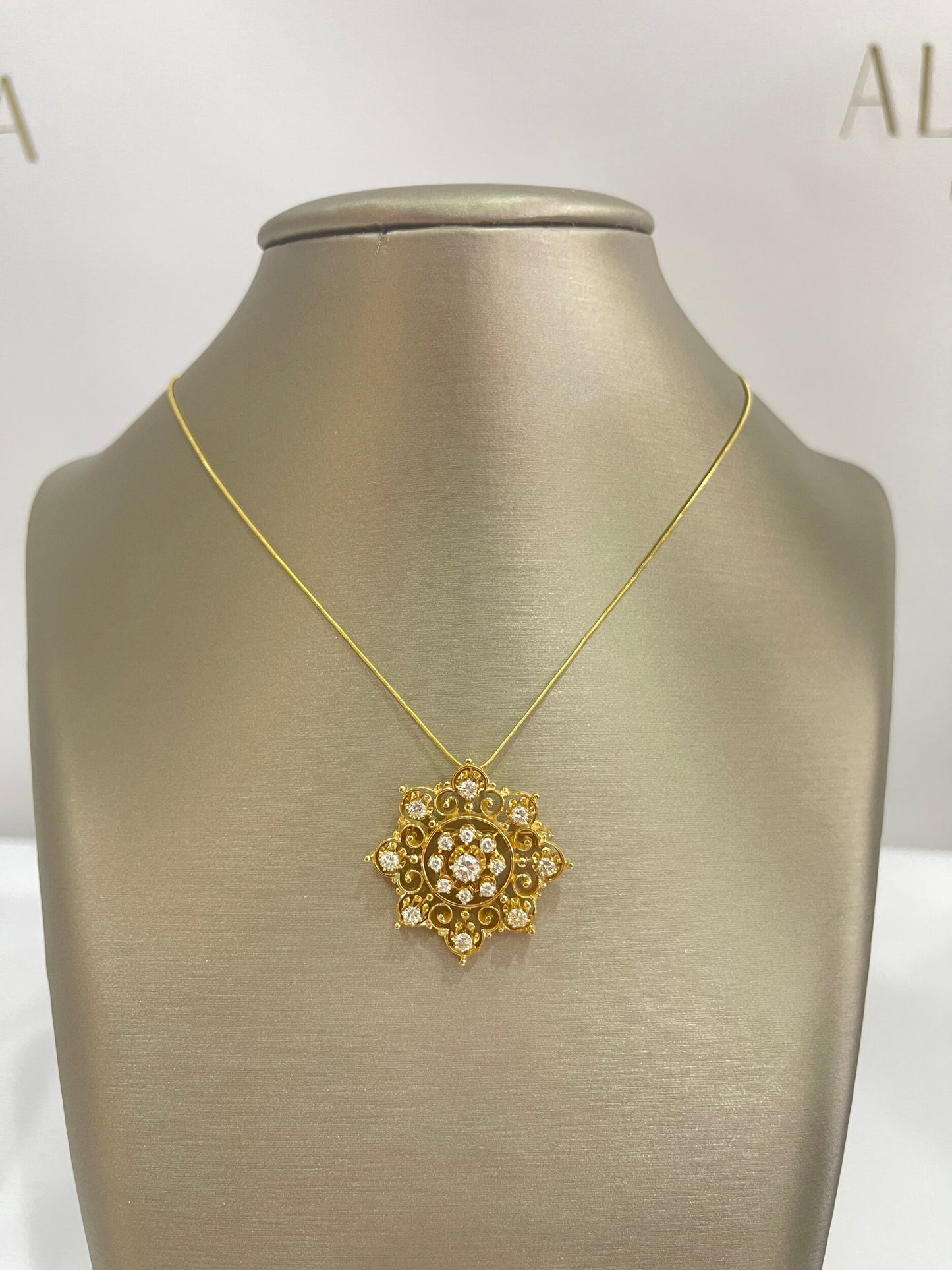 14K Gold 2 Carat Diamond Pin / Necklace