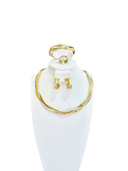 18K Gold Trio Color Necklace Set