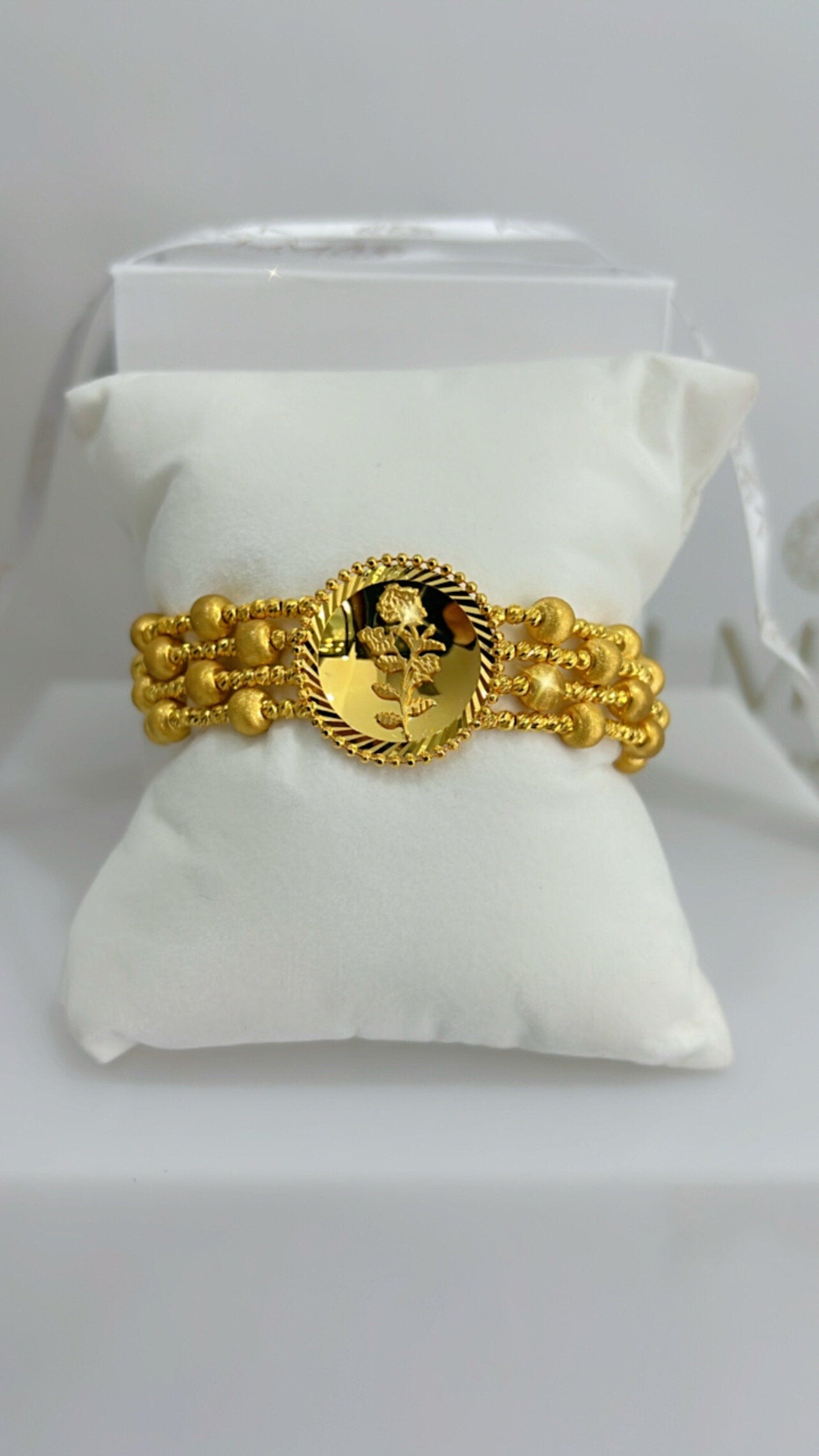 21K Gold Rose Beaded Bracelet
