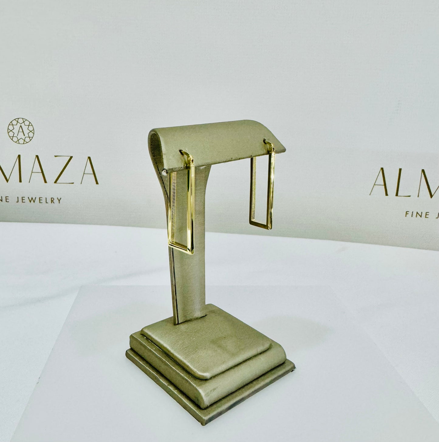 14K Gold Rectangle Earrings