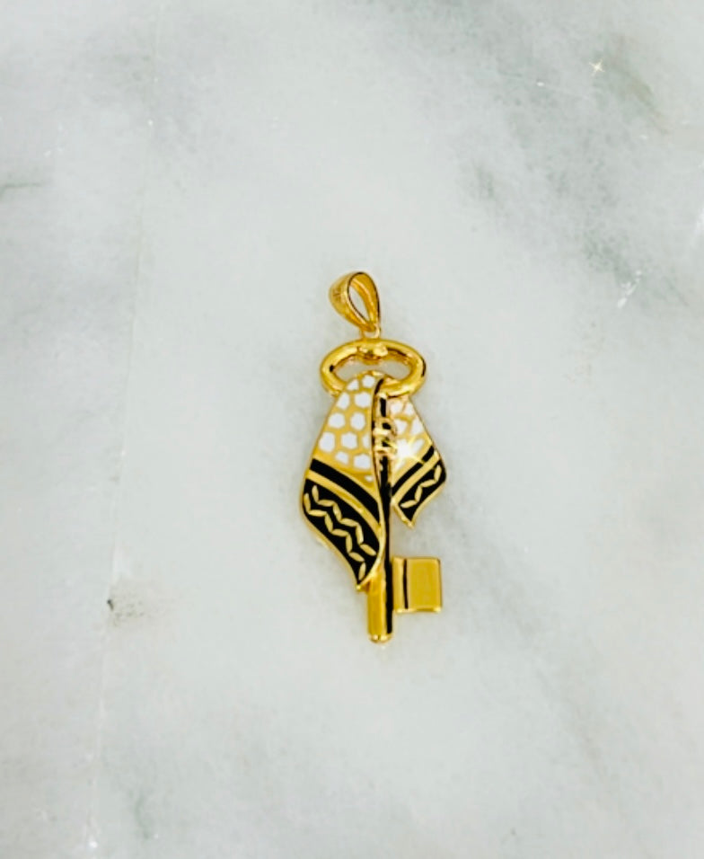 21K Gold Palestine Scarf Pendant