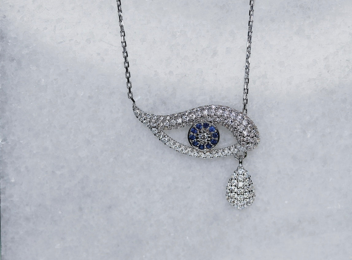 18k White Gold Evil Eye Necklace