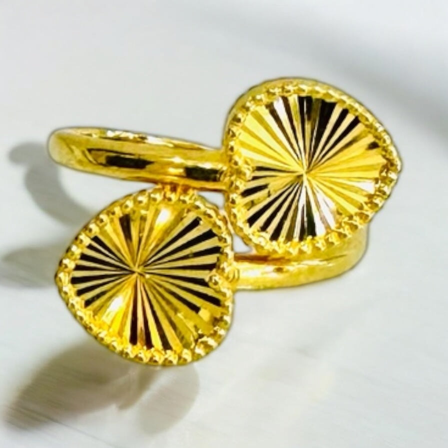 21K Gold Double Heart Ring