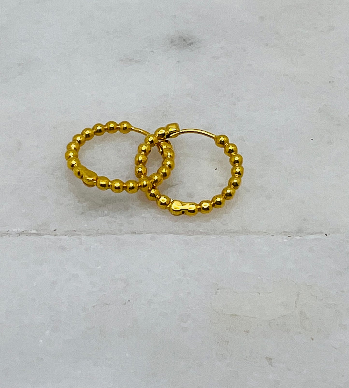 21K Gold Beaded Hoop Earrings