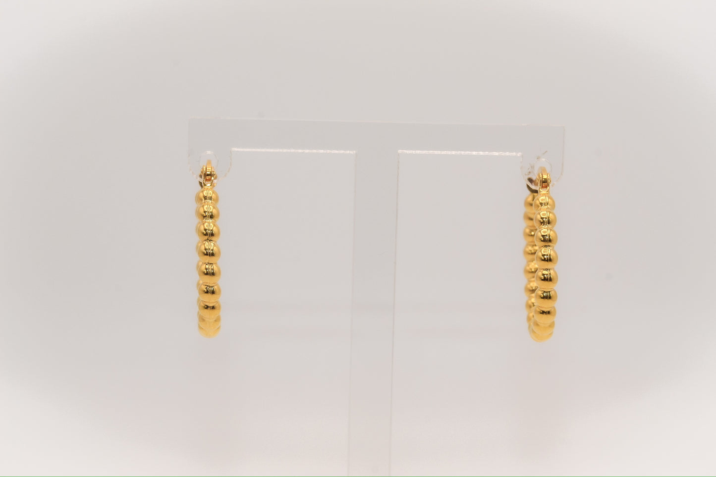 21K Gold Beaded Hoop Earrings