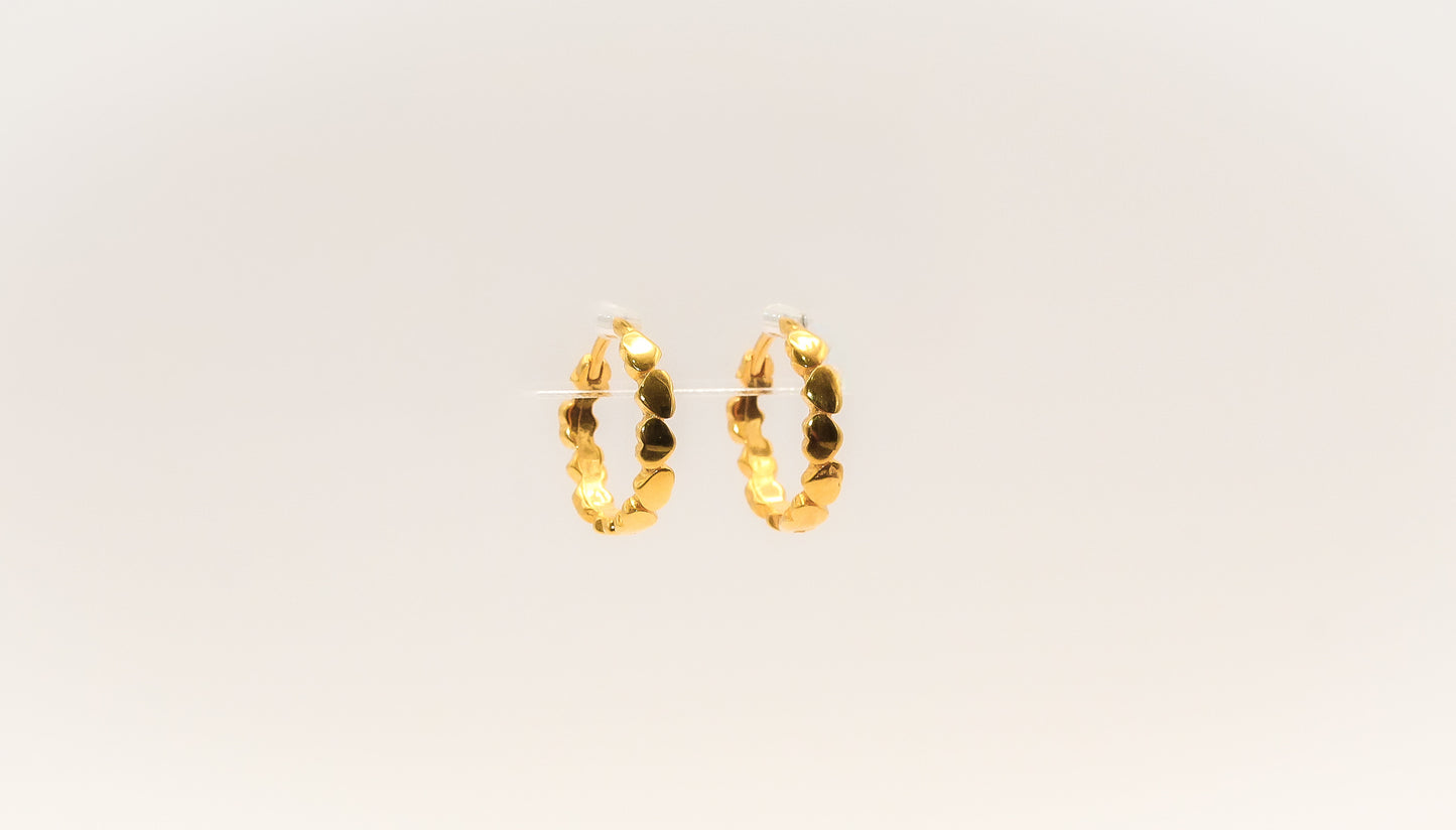 21K Gold Kids Mini Heart Huggies Earrings