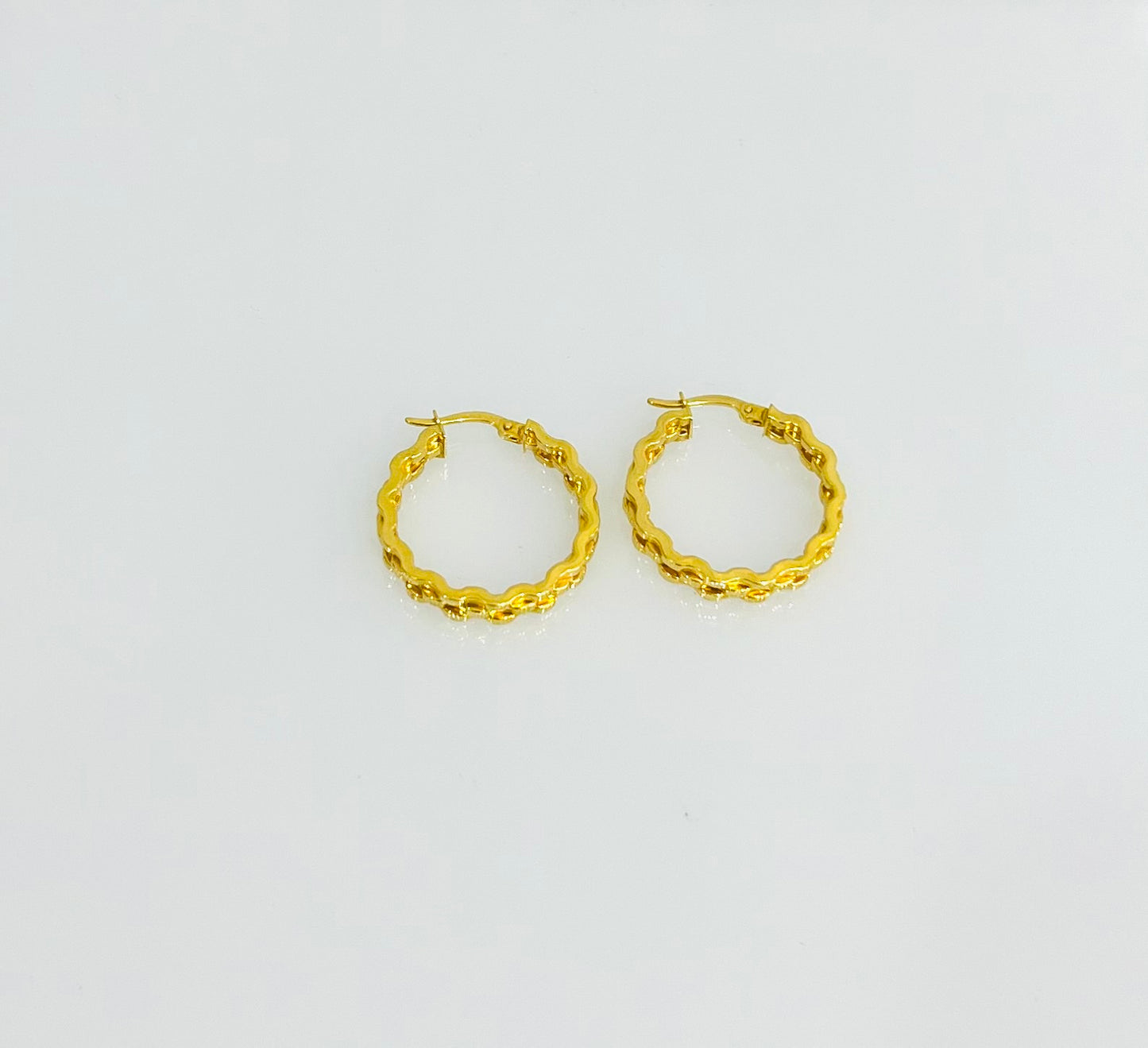 21K Gold Weaved Hoop Earrings