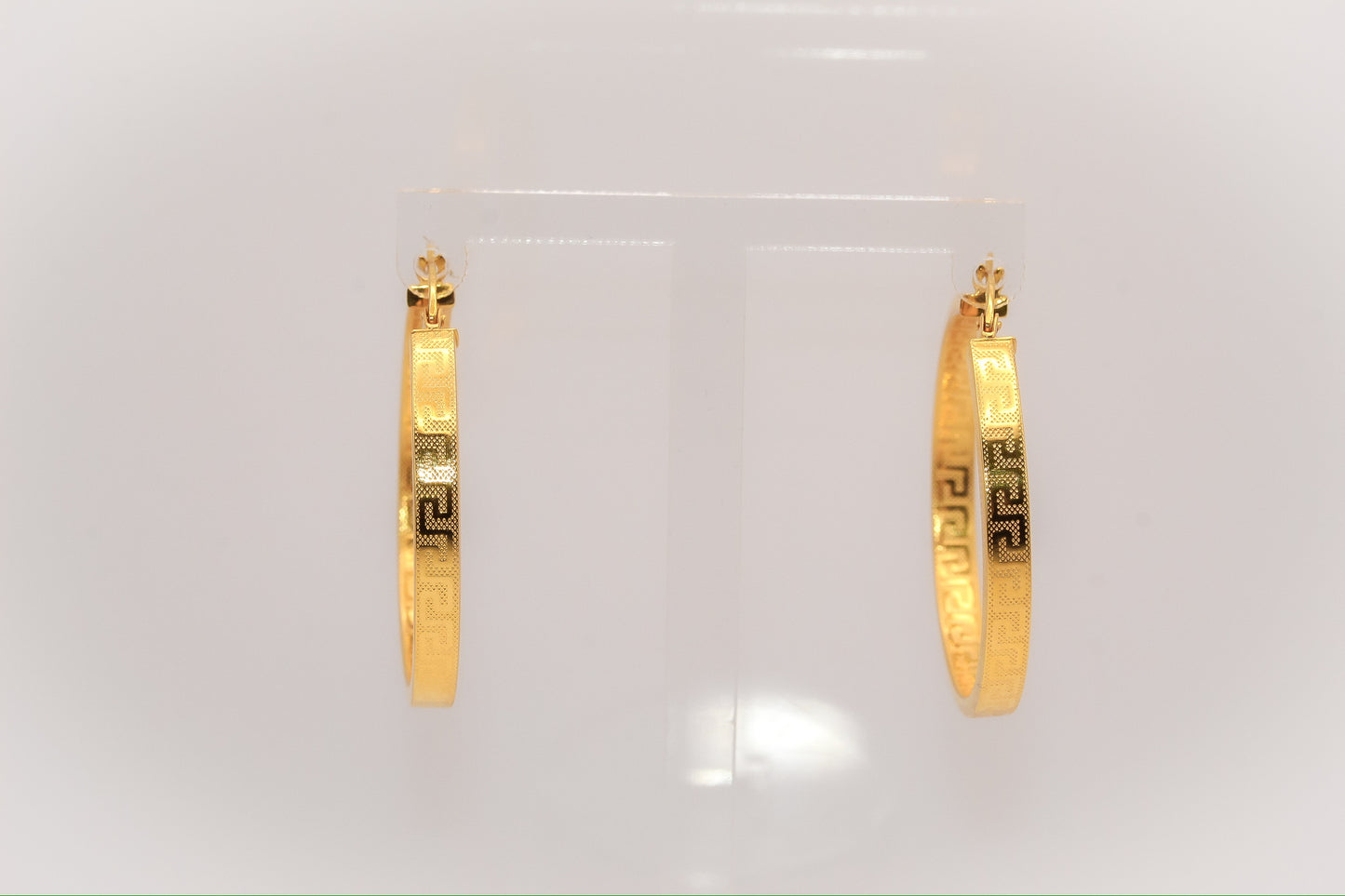21k Gold Greek key Hoop Earrings