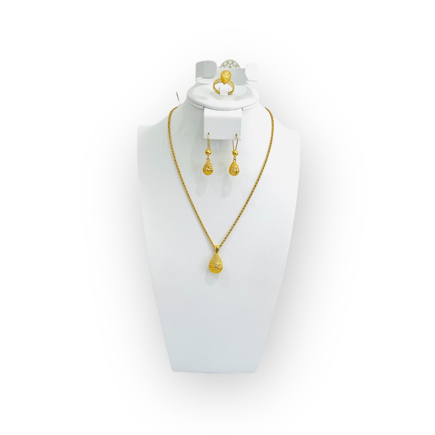 21K Gold Tear Drop Set