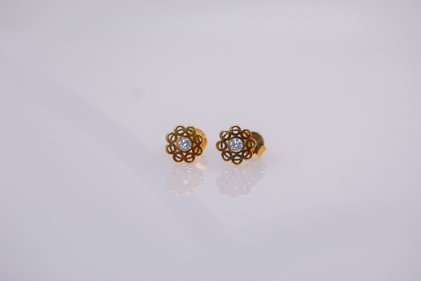 21K Gold Flower Post Earrings