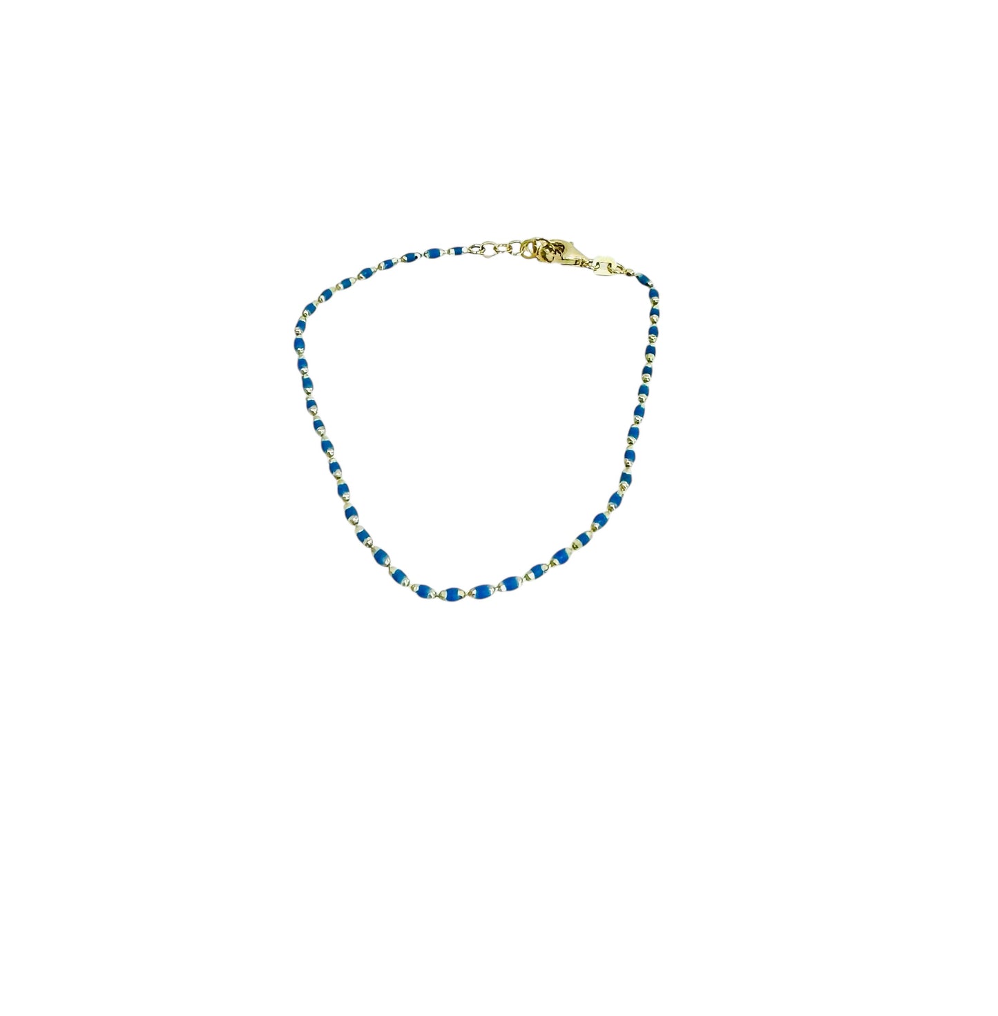14K Gold Blue Enamel Delicate Half Set