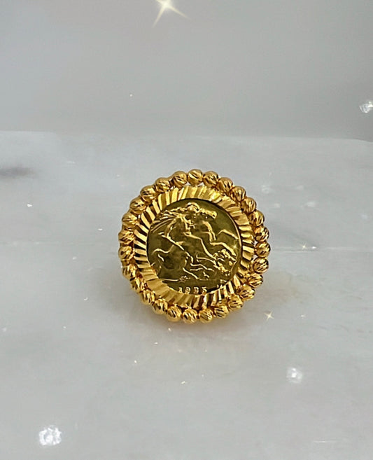 21K Gold Coin Himo Ring
