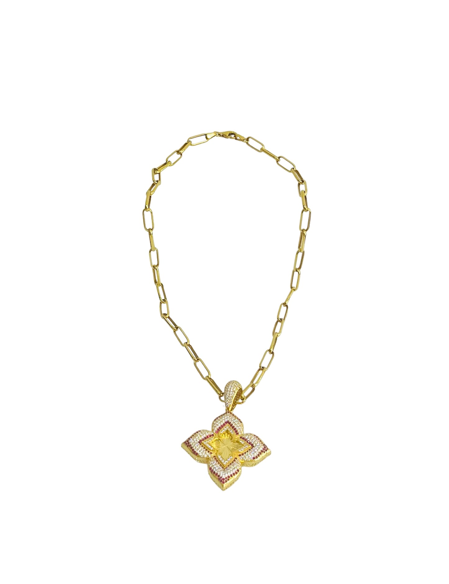 21K Gold Flower Clip Necklace