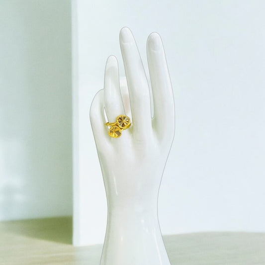 21K Gold Double Heart Ring