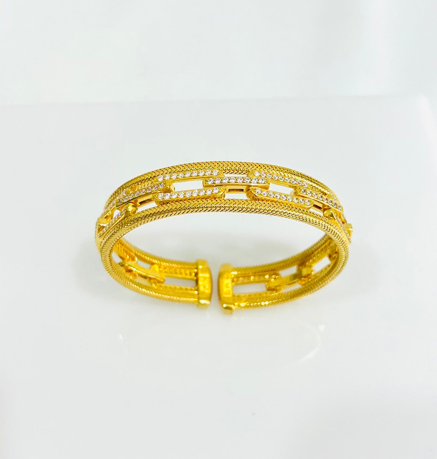 21K Gold Himo Link Cuff Bracelet