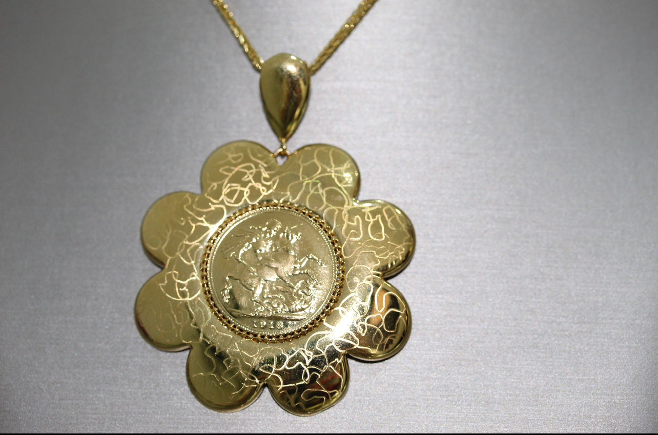 21K Gold Coin Pendant