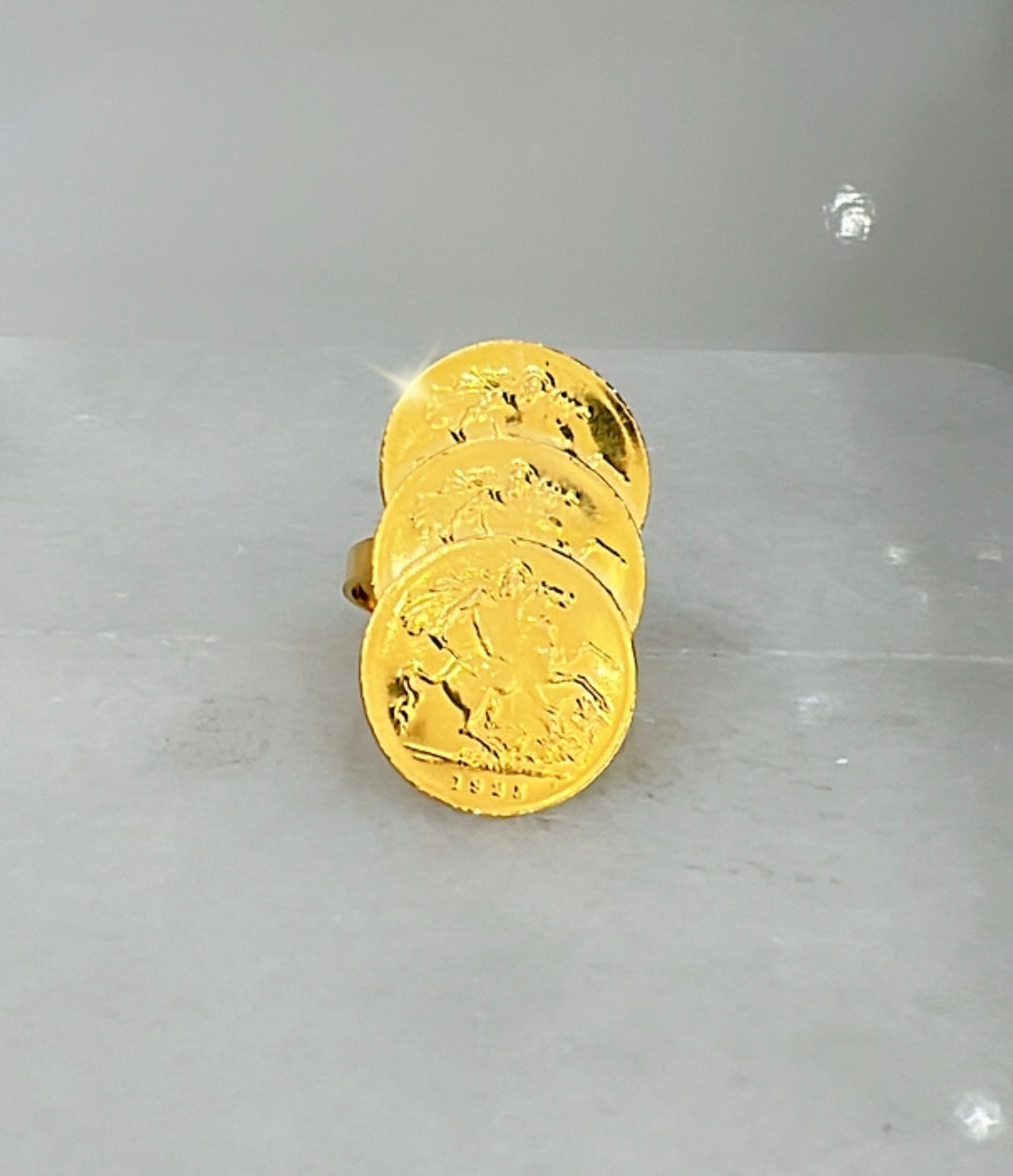 21K Gold Triple Coin Ring