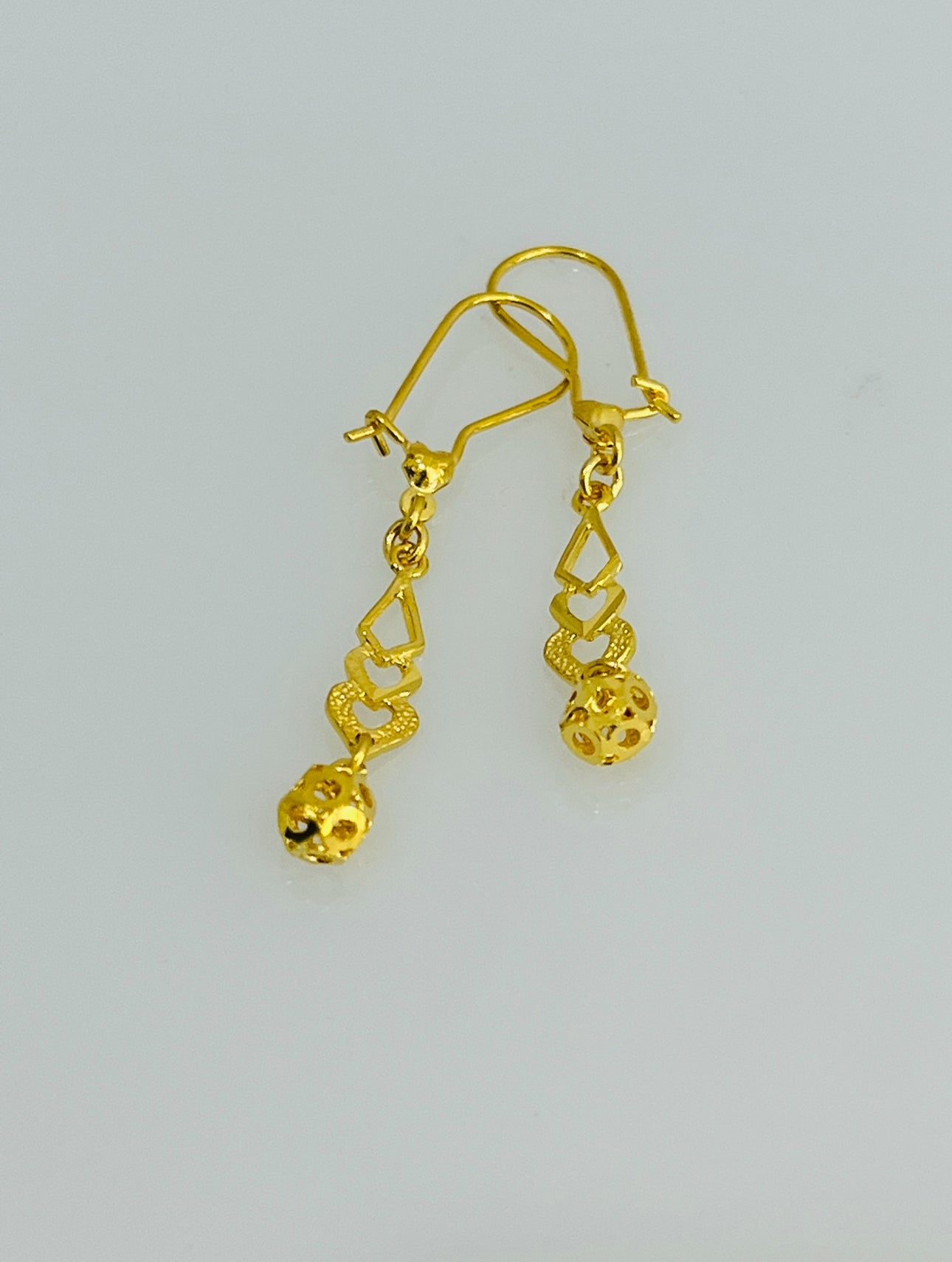 21K Gold Ball Dangle Earrings