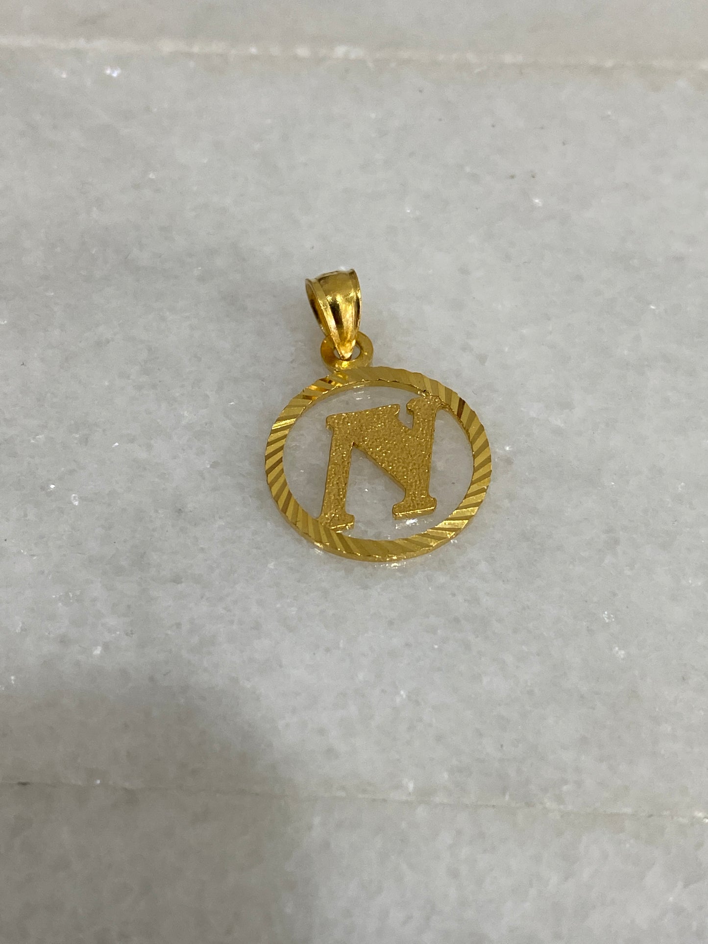 21K Gold Initial N Pendant