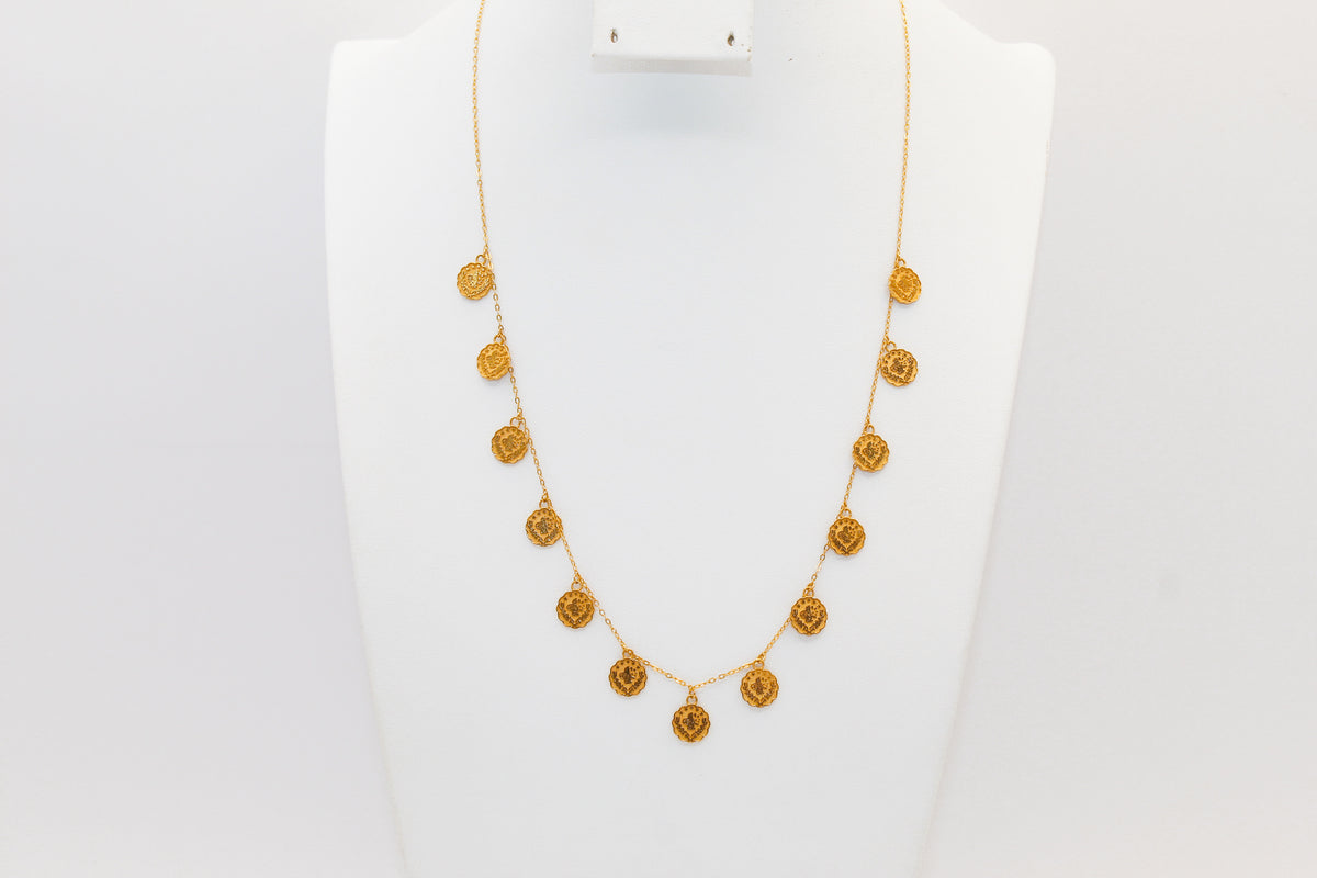 21K Gold Coin Charm Necklace