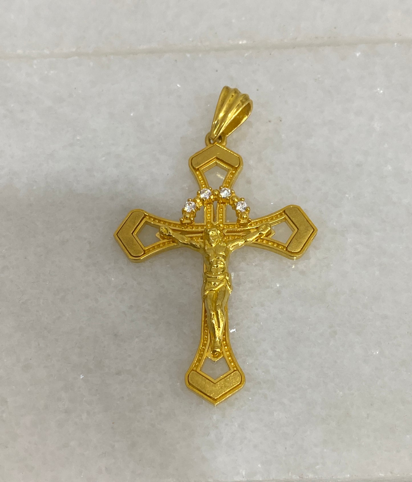 21K Gold Crucifix Cross Pendant