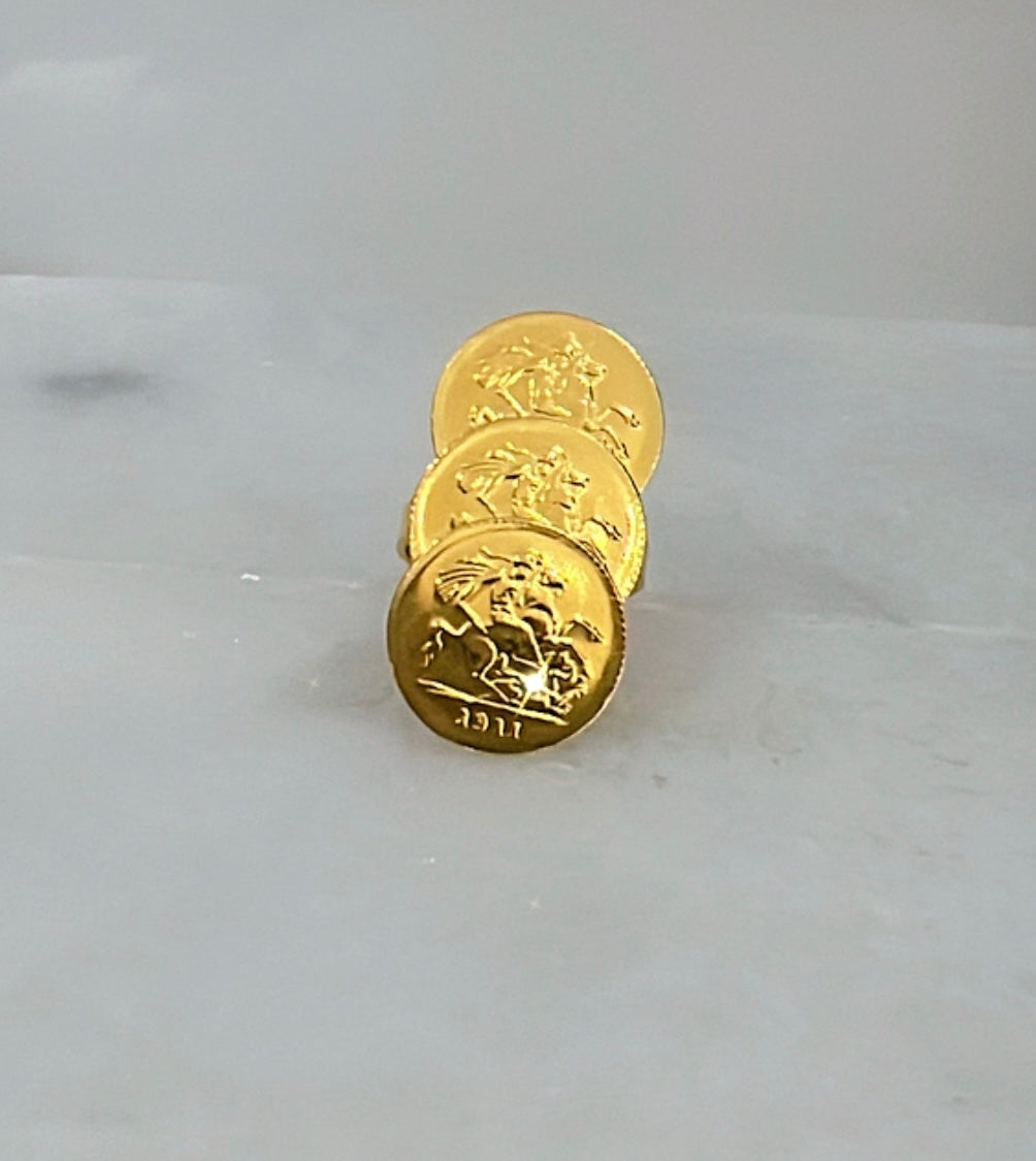 21K Gold Triple Coin Ring