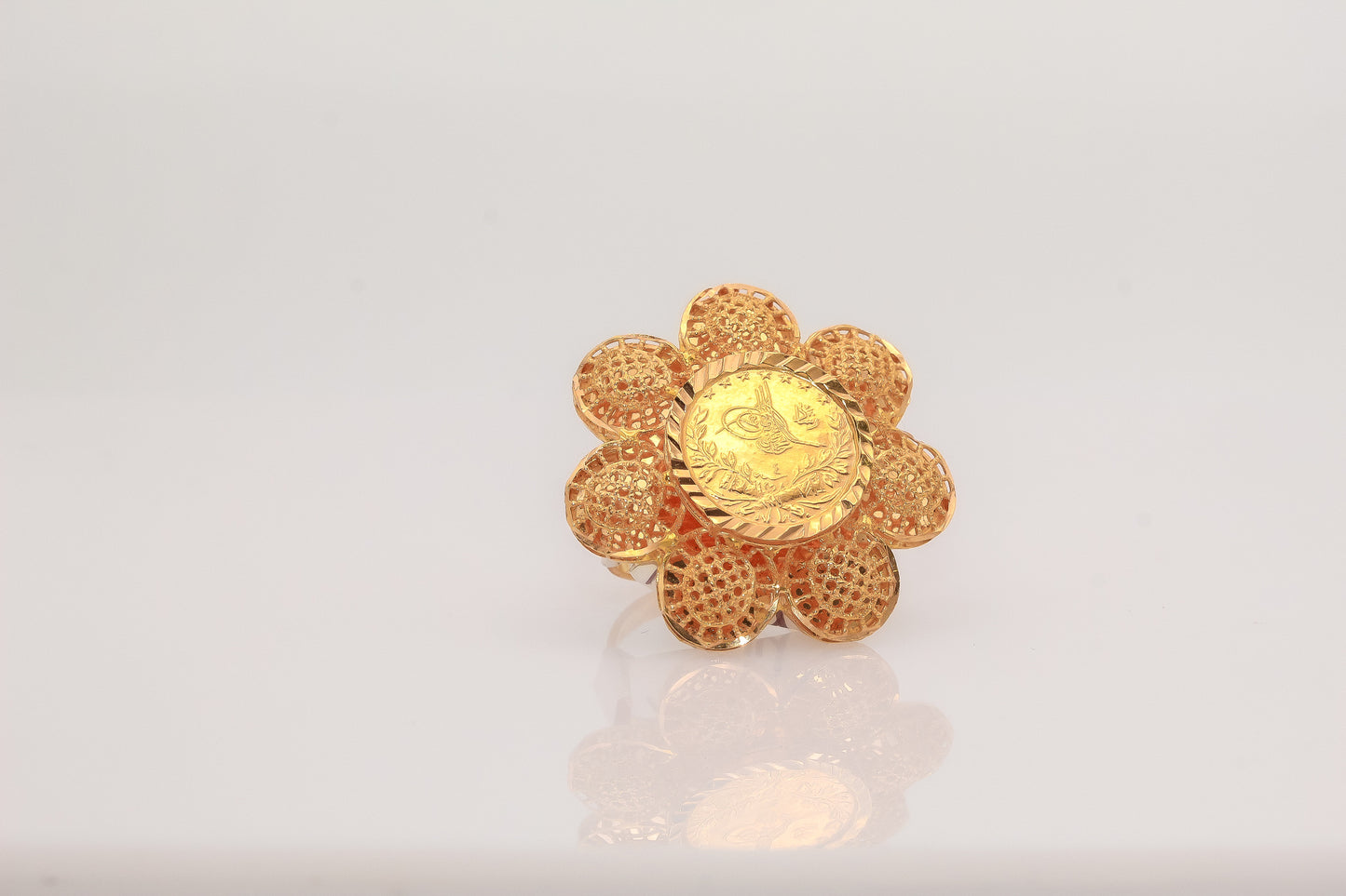 21K Gold Sun Flower Gold Ring