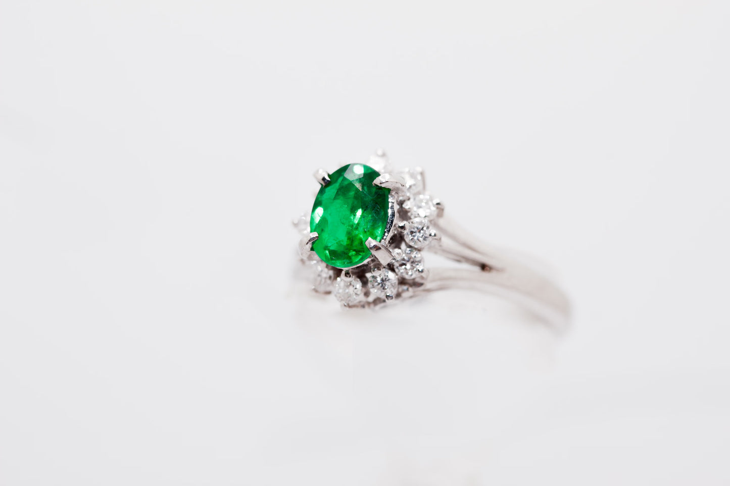 Platinum Emerald And Diamond Ring