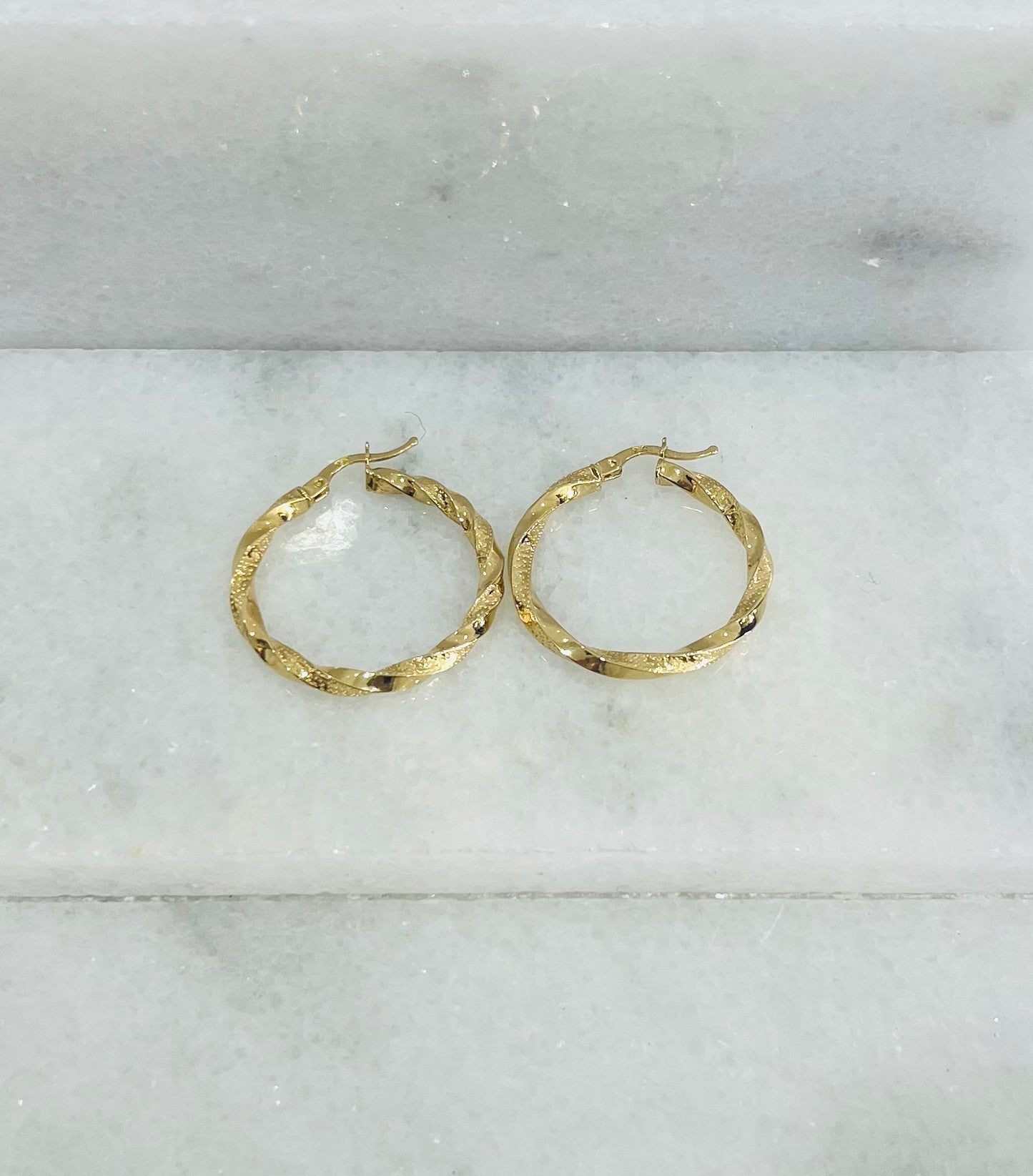18k Gold Twisted Hoop Earrings