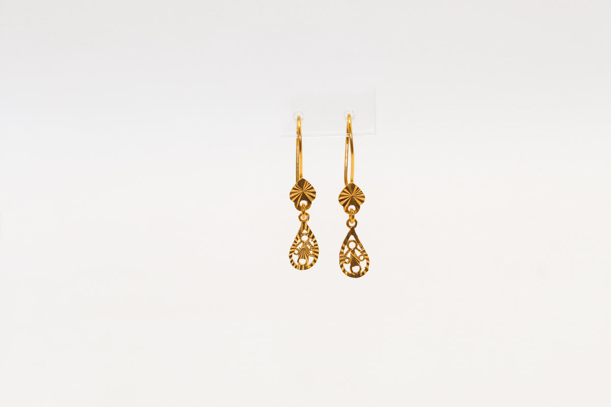 21K Gold Kids Mini Tear Drop Dangle Earrings