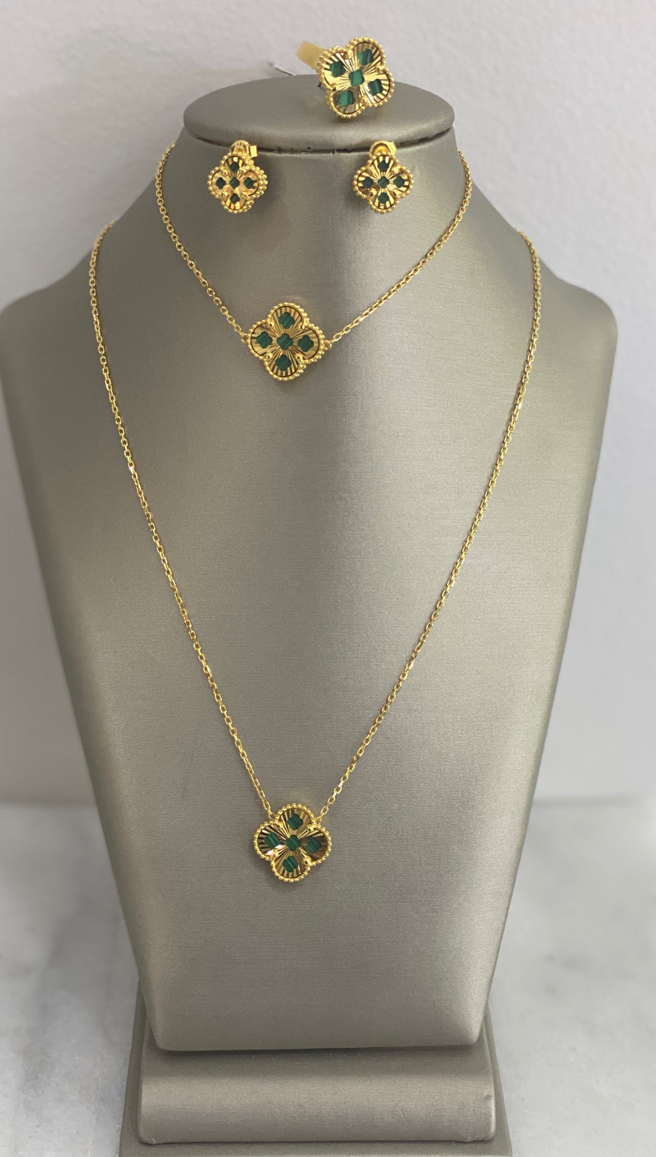 21K Gold Malachite Set