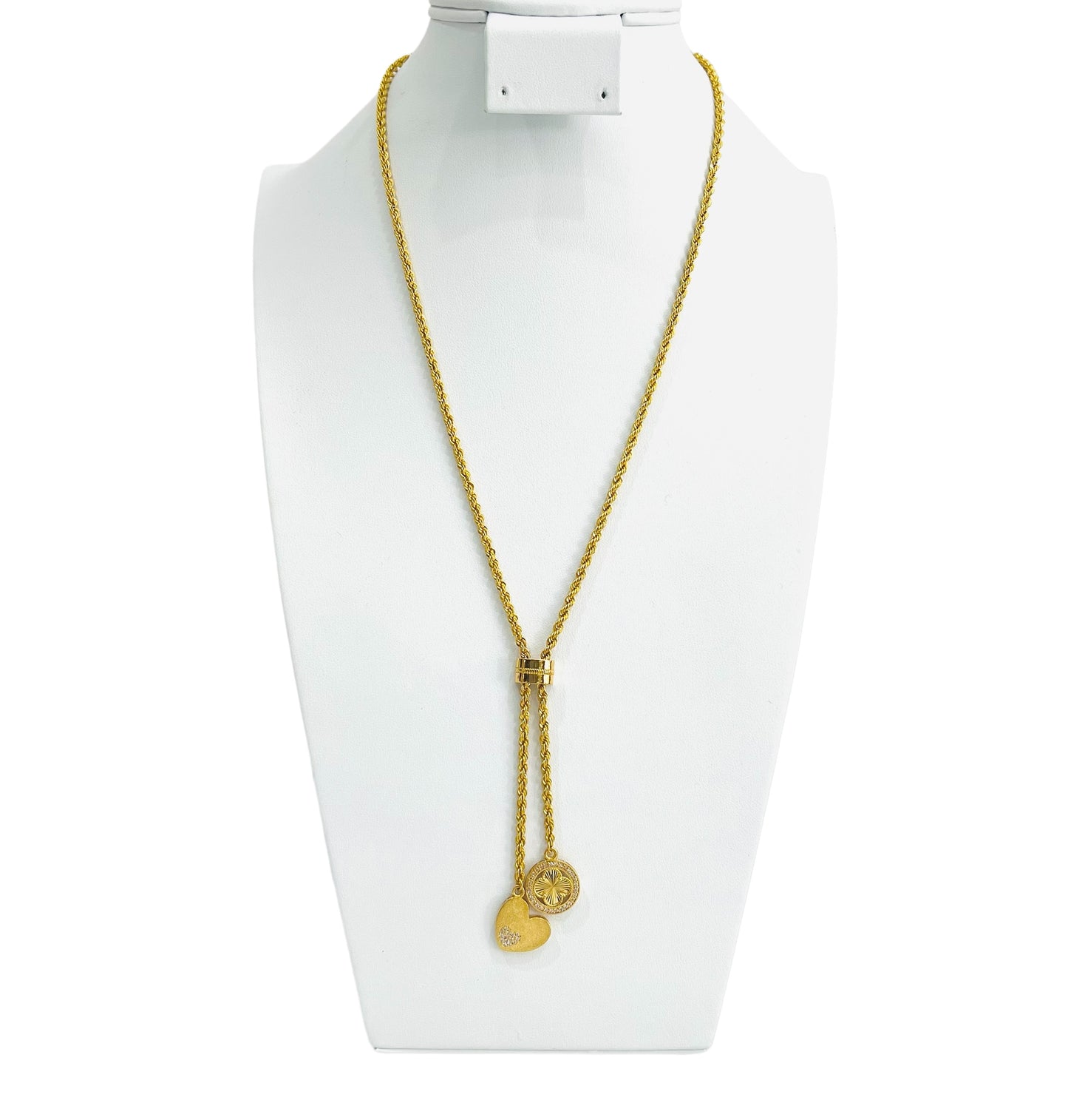 21K Gold Long Heart Necklace
