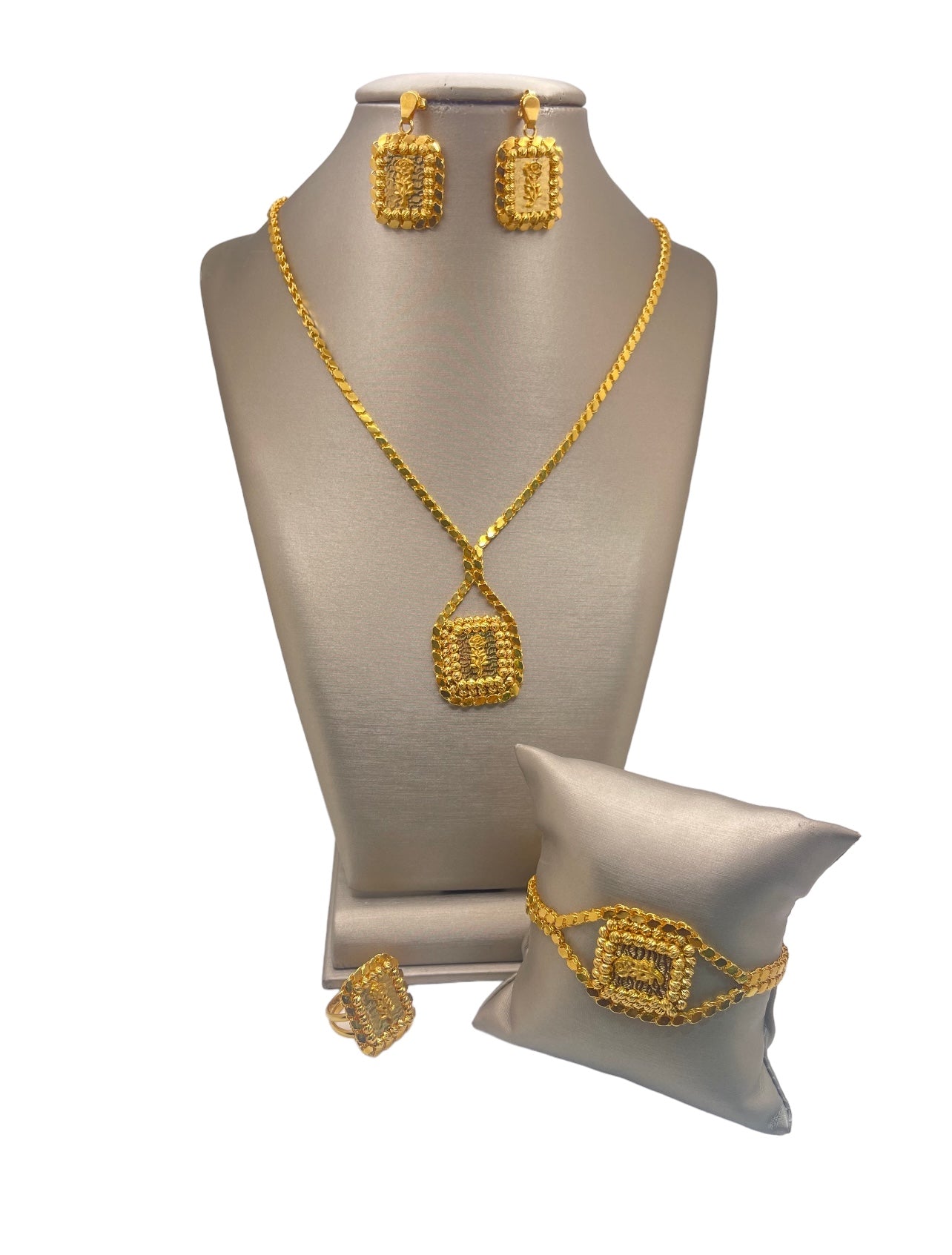 21K Gold Square Rose Himo Set