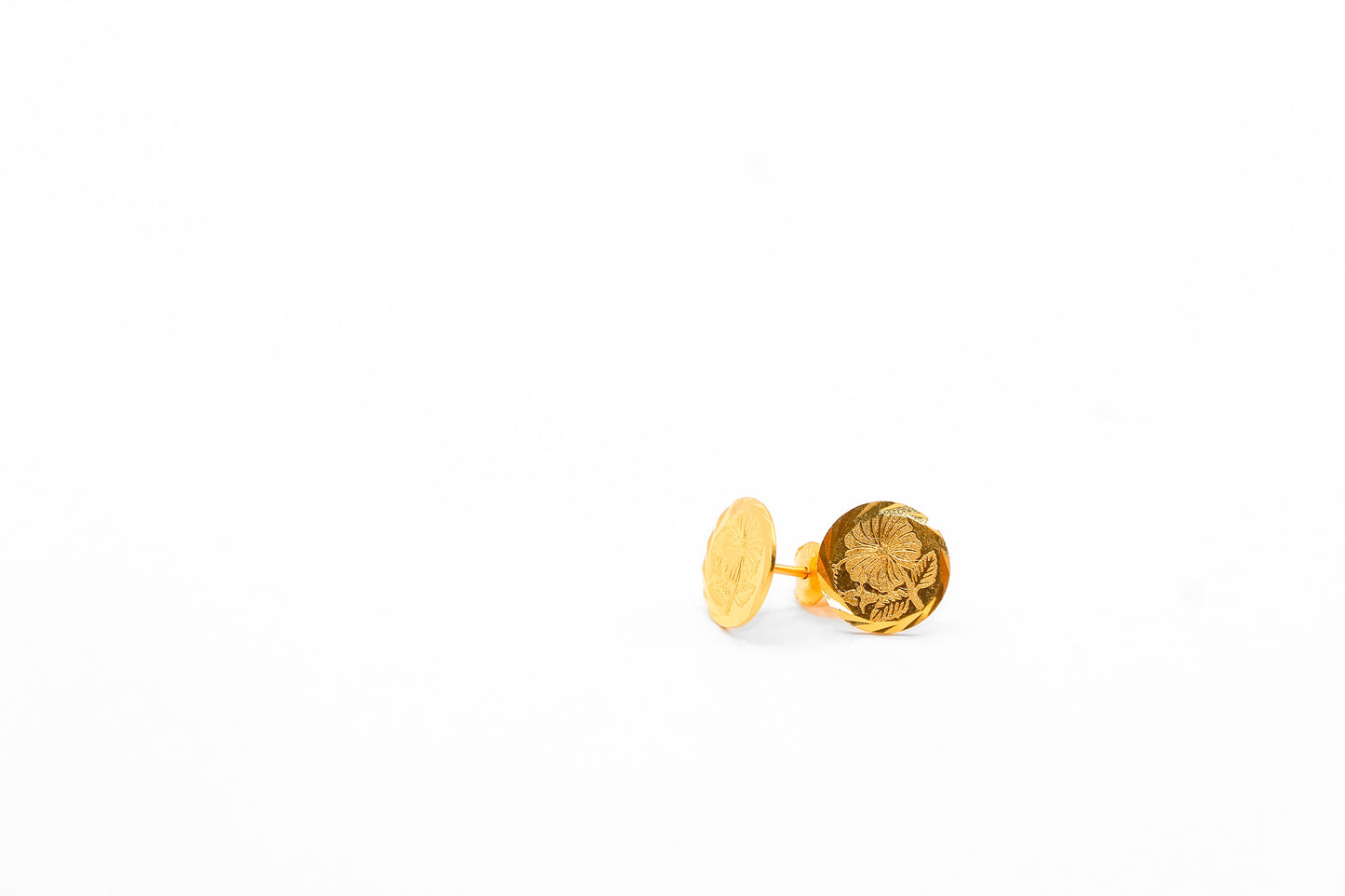 21K Gold Coin Flower Post Earrings