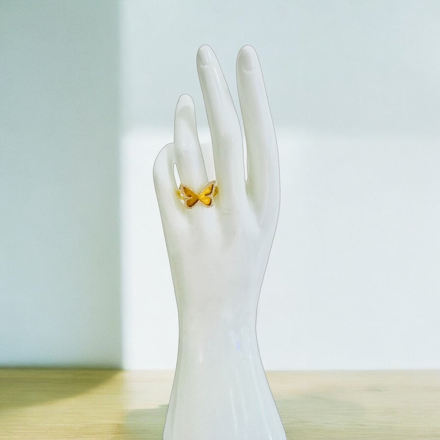 21K Gold Studded Butterfly Ring
