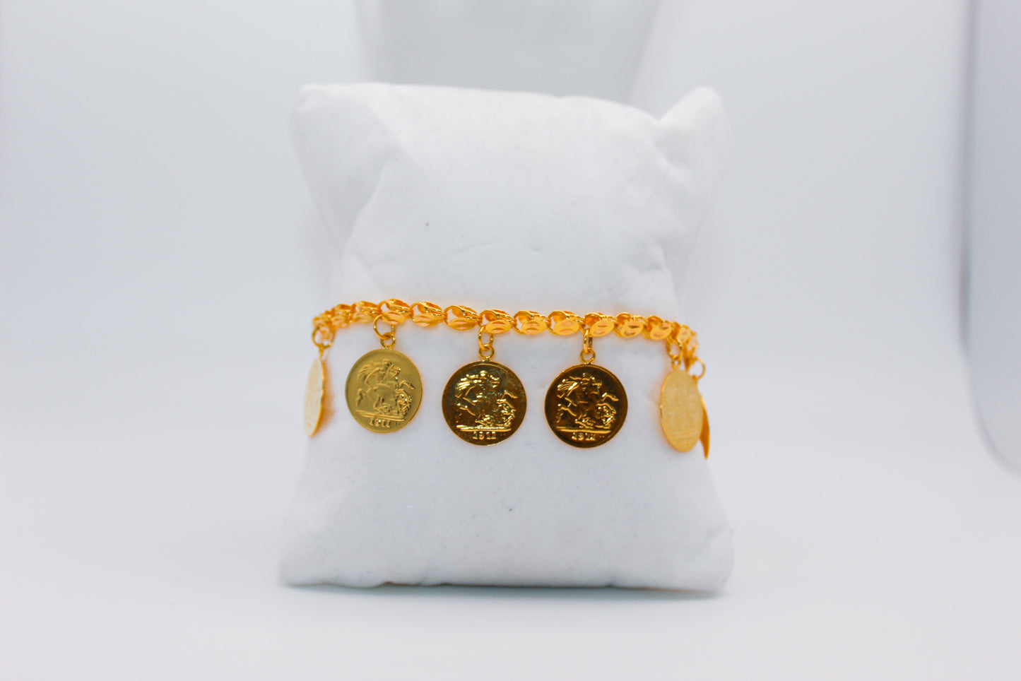 21K Gold Coin Charm Bracelet