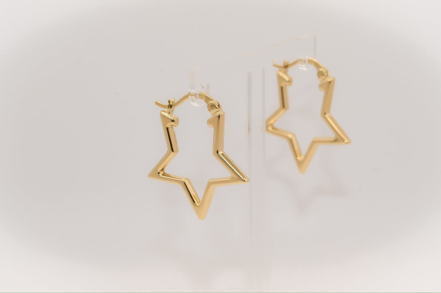 18K Gold Star Hoop Earrings