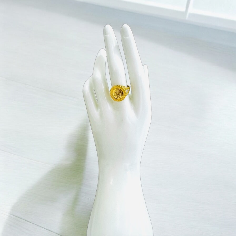 21k Hold Himo Coin Ring