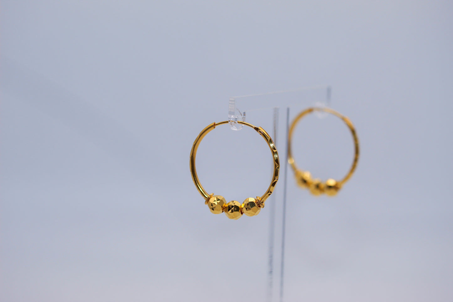 21K Gold Beaded Hoop Earrings