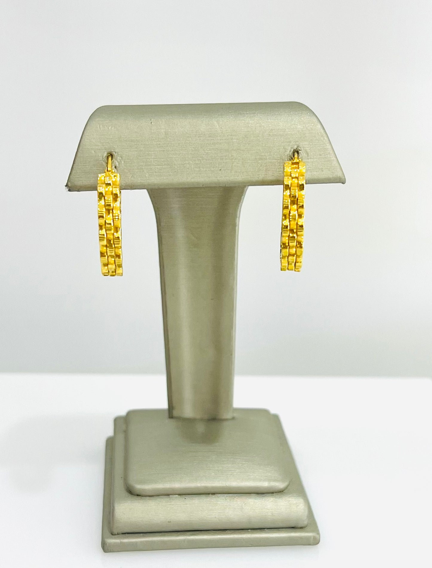 21K Gold Weaved Hoop Earrings